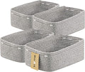 Small Storage Baskets for Organizing | Closet Organizer Bins | Shelf Toy Basket | Woven Rope Baskets | Cube Decorative Box | Shallow Basket | 13x8.5x5.1” | 4 Packs Mixed Grey