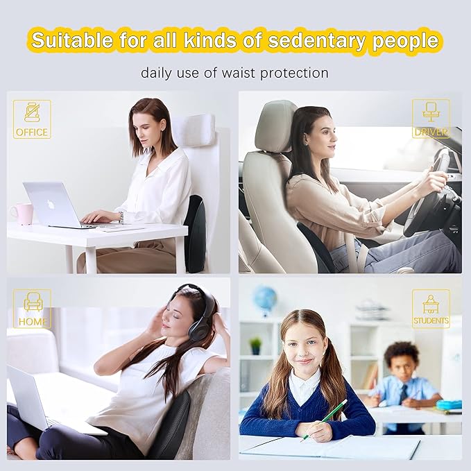 SPRFUFLY Car Headrest Lumbar Support Pillow, 100% Memory Foam Lumbar Pillow with Breathable Removable Cover, Ergonomic Design -Neck Back Pillow Lumbar Support Pillow for Car Seat (Backsaver-One)