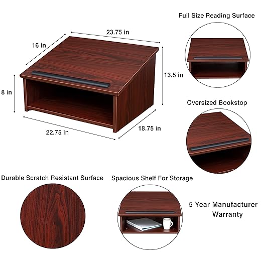 OEF Furnishings OEF22MY Commercial-Grade Tabletop Lectern with Storage Shelf (Mahogany, High-Pressure Laminate Top)