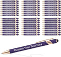 ENOMY 50 Pcs Bulk Personalized Custom Pens with Stylus Ballpoint Pens Customized with Text Logo Name Best Gift for College Business Promotion Wedding Birthday Christmas (Deep Purple)