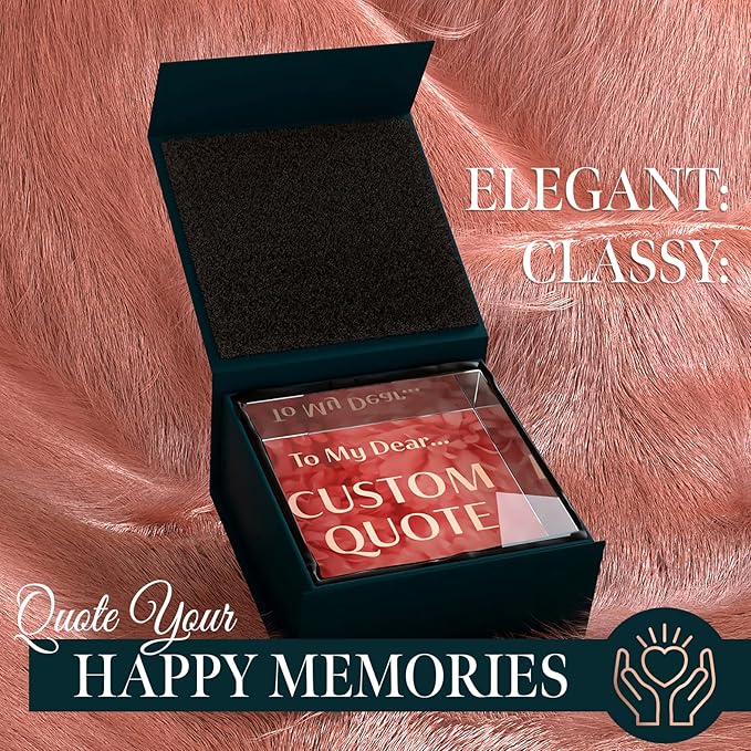Personalized Gifts, Custom Quote Block Letter Board,Crystal-Clear Acrylic With Gift Box,17 Styles, Holiday and Christmas Gift for Mom, Dad, Girlfriend, Him or Her, Husband, Wife (4"x4, Rosy)