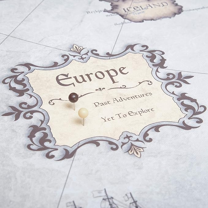 Conquest Maps Push Pin Europe Map Board - With Push Pins to Mark Europe Travel - Handmade in Ohio, USA - Design: Rustic Vintage