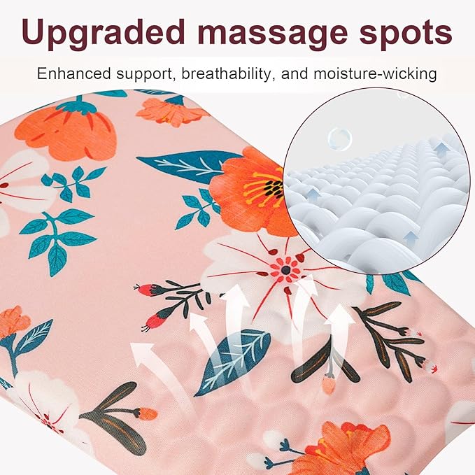 Ergonomic Wrist Mouse Pad with Massage Design, Wrist Rest Pain Relief Mousepad with Memory Foam Non-Slip PU Base, Mouse Pad with Wrist Support for Wireless Mouse & Desk, Y Pink Flowers