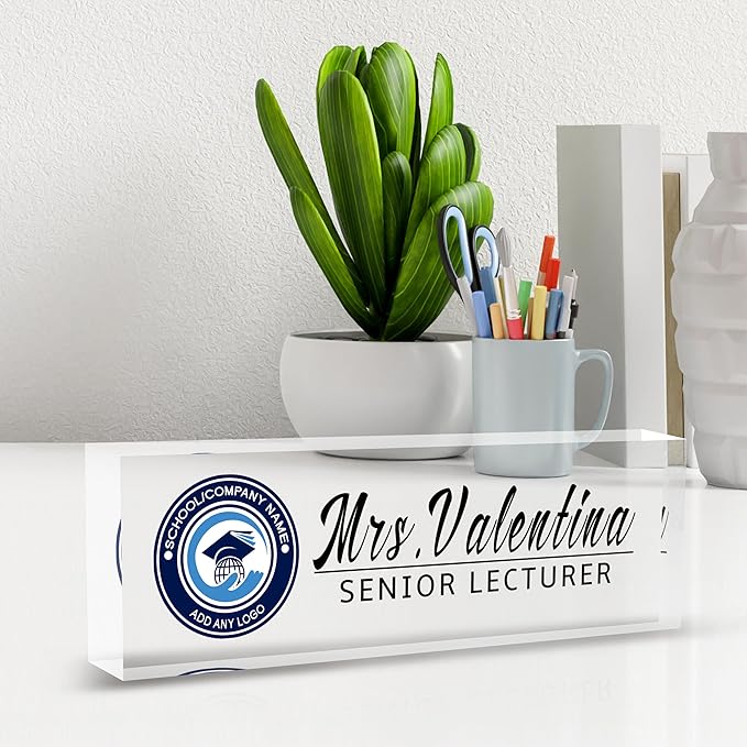 Custom Personalized Office Desk Plates-Gifts & Decor (White)