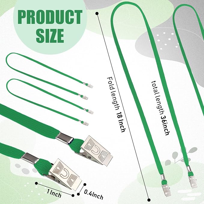 Patelai 100 Pack Double Clip Lanyards Bulk Face Mask Lanyard Twist Free 2 Hook Design Adjustable Badge Neck Strap for ID Name Badge Holder School Conference Office Class Essential (Green)