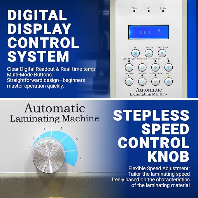 65" Full-Auto Cold & Heat Assisted Laminator Machine with 4 Trimmers, Max Speed 40ft/min, 63" Max Width, 1.1" Max Thickness, Infrared Heating, Digital Control for Vinyl Graphics, Inkjet Prints,1700-B1