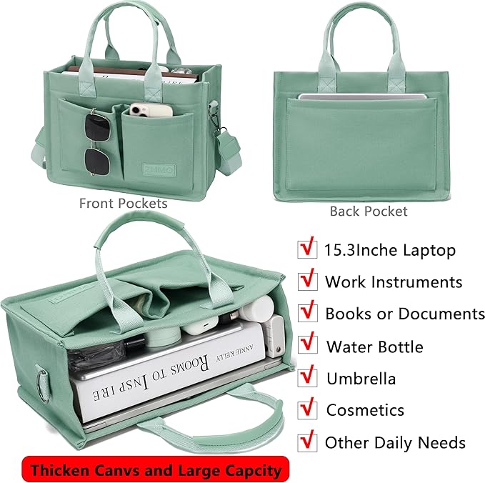 Canvas Tote Bag for Women,Women's Bags Crossbody Bags Work Laptop Tote Bag Large Handbags Purse for Travel Nurse Teacher