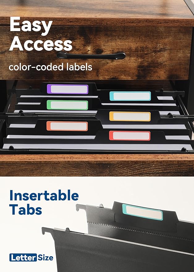 Plastic High Capacity Hanging File Folders, Letter Size, 4" Expanding Accordion Pocket with Movable Dividers, Heavy Duty for Filing Cabinet, Insertable Tabs, 6 Pack