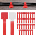 40-Pack Hook and Loop Cable Ties, 3.5 x 1.1 Inch Adjustable Self-Adhesive Cord Organizer for Desk/Home/Wall/Office Essentials, Cable Management Under Desk [Red]