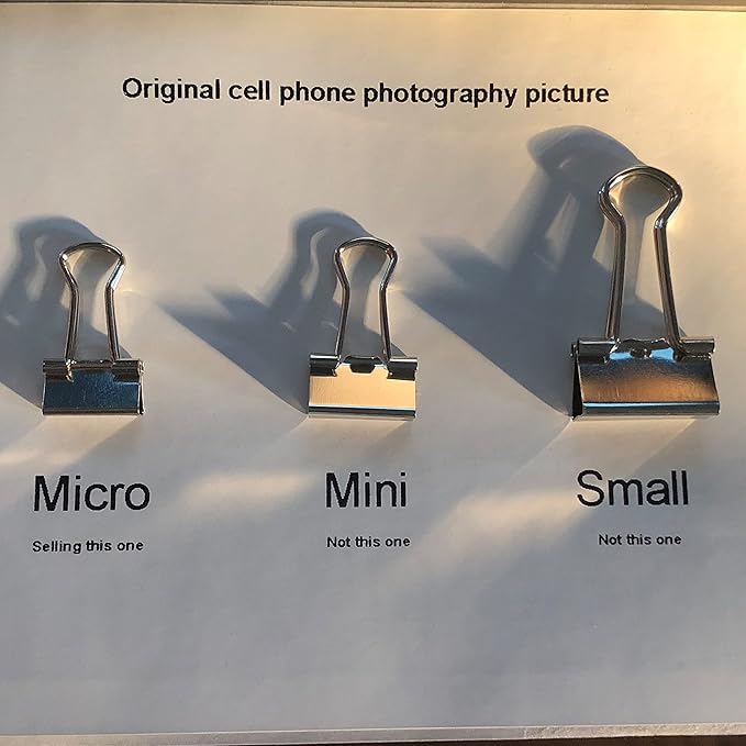 nctinystore Micro Silver Binder Clips Micro Metal Clamp 1/2 inch Width (Silver, 40 PCS) Micro Size (Clip Horizontal Width 1/2inch)