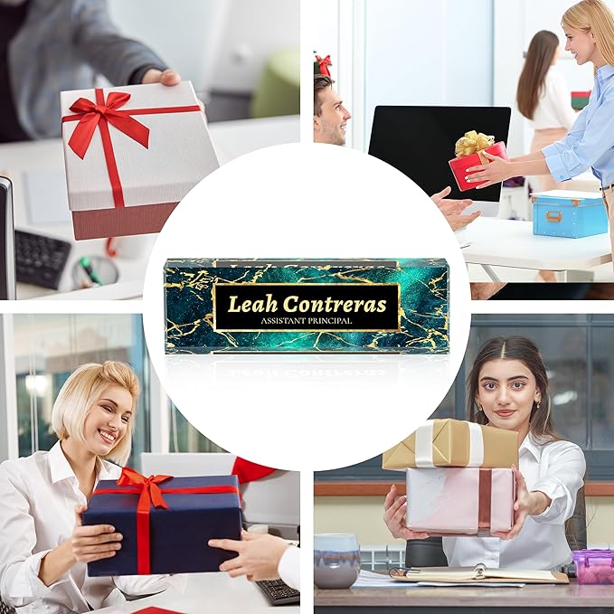 Personalized Name Plate for Desk Custom Acrylic Desk Name Plate Custom Employee Appreciation Gifts Office Gifts for Women, Men, Boss, Coworkers, Teacher, Nurse (Bright Blue)