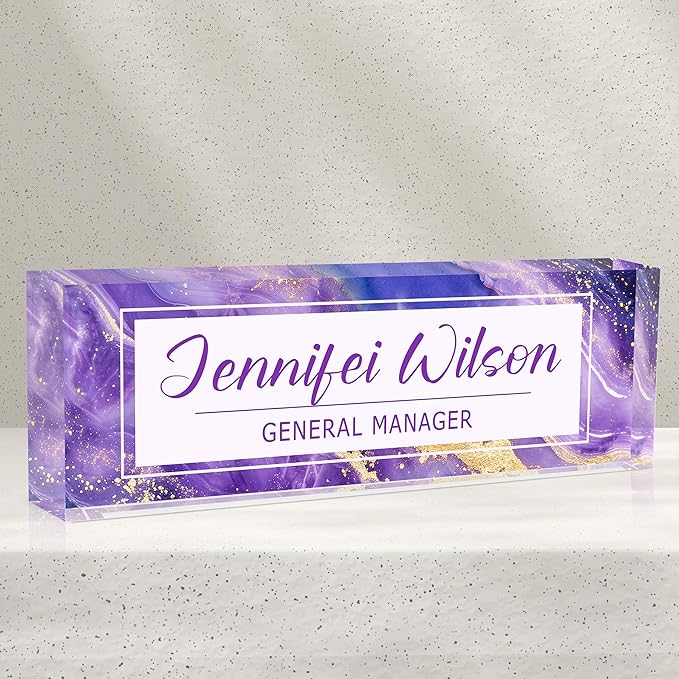 Name Plate for Desk-Personalized Name Plates for Desk-Name Plate Personalized for Office-Gifts for Teacher Boss Employee Appreciation Office Desk Decor (purple C), MYDZBJMT1009