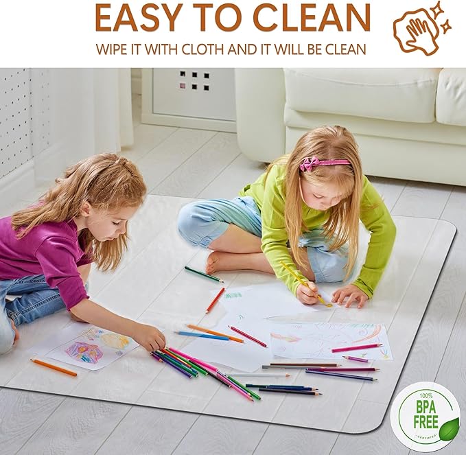 HOMEK Office Chair Mat for Hardwood Floor, 48”x 30” Vinyl Desk Chair Mat Clear Floor Protector Mat for Rolling Chair Office & Home, Easy Glide and Flat Without Curling