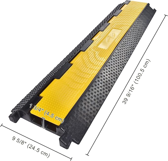 Yescom Cable Ramp Protector 2 Channel Garden Hose Protecitive 22000 Lbs Load Capacity Heavy Duty Speed Bump for Road Driveway Walkway, 2 Packs