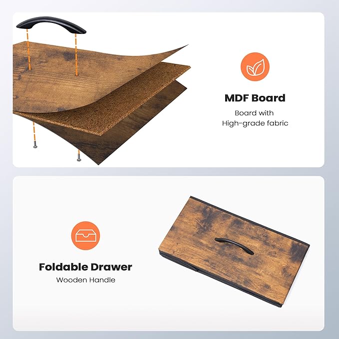 Crestlive Products Vertical Dresser Storage Tower - Sturdy Steel Frame, Wood Top, Easy Pull Fabric Bins - Organizer Unit for Bedroom, Hallway, Entryway, Closets - 5 Drawers(Rustic Brown)