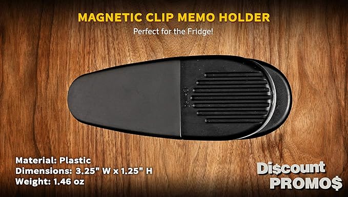 10 Magnetic Memo Holders Set - Large Clip, Plastic - Black