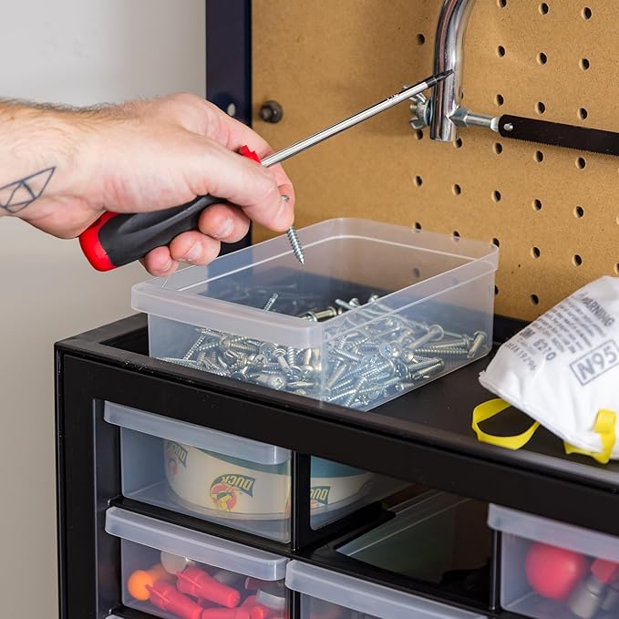 IRIS USA Small Plastic Storage Drawers, 10-Drawer - 2 Pack, Stackable Teacher Toolbox Craft Small Parts Bead Screw Hardware Building Bricks Organizer, Drink and Water Flavor Packet Organizer, Black