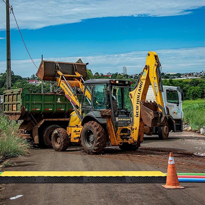 Yescom Cable Ramp Protector 3 Channel Garden Hose Protecitive 44000 Lbs Load Capacity Heavy Duty, 35.43"x23.62"x4.33" Speed Bump for Road, Driveway, Walkway and Commercial Use