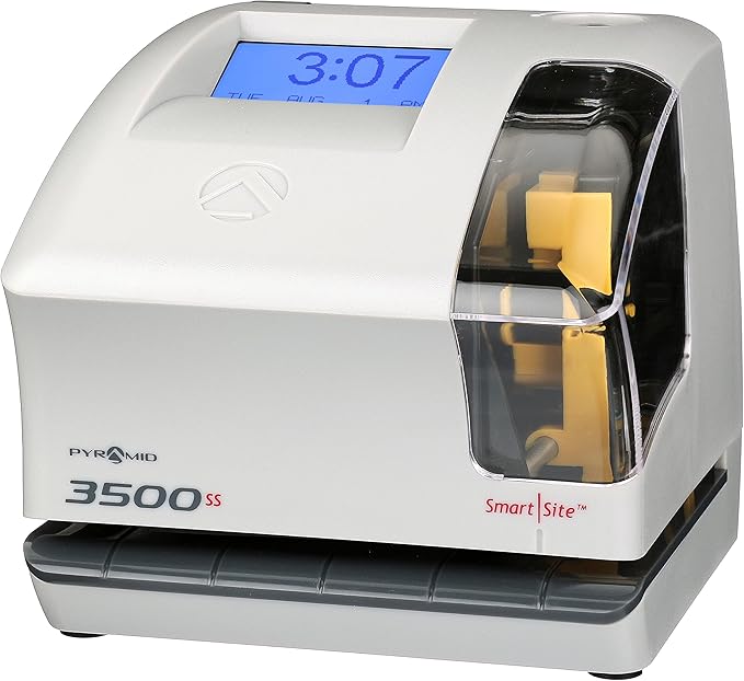Pyramid Time Systems 3500ss Employment Time Clock & Document Stamp, Unlimited Employees, 5-1/2"H x 6-1/2"W x 6-1/2"D, Gr