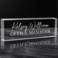 Personalized Name Plate for Desks, Custom Desk Name Plates, Acrylic Name Plate Office Desk Accessories, Personalized Office Gifts for Coworkers Teachers, Employee Appreciation Gifts (Engraved2)