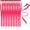 Patelai 12 Pcs Breakaway Lanyards with J Hook Bulk Flat for ID Badges Neck Badge Lanyards Card Nametag Holder Neck Straps (Hot Pink)