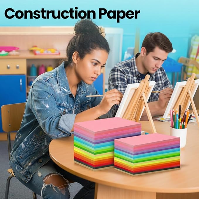 Yeaqee 200 Sheets Colored Construction Paper Bulk 8.5 x 11'' and 12 x 18'' Construction Lightweight Art School Supplies Colorful Craft Paper for Adults Arts and Crafts