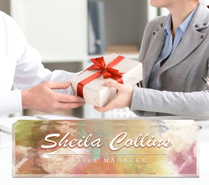 Custom Acrylic Name Plate for Desk, Employee Appreciation Gifts, Office Decor, Personalized, Funny Gifts for Coworkers, Boss, Teacher (Colorful)