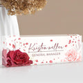 Custom Name Plate for Desk | Personalized Desk Name Plate | Personalized Boss Employee Appreciation Gifts | Acrylic Name Plate Office Desk Accessories (A-Rose)