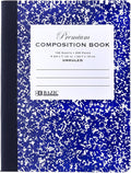 BAZIC Products Composition Book Blue Marble Unruled Ruled 100 Sheet Notebook, Blank Page Journal Comp Notebooks for School, 48-Pack