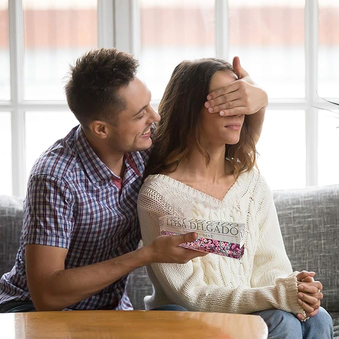 Artblox Personalized Name Plate for Desk | Wild Flowers Design On Clear Acrylic Glass | Custom Desk Name Plate Personalized with Your Name and Credentials for Teacher Phd Military Office Name Plate