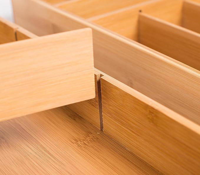 BIRDROCK HOME 2 pc Bamboo Drawer Organizer