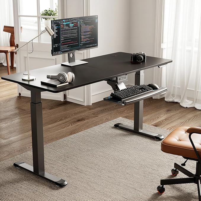 EUREKA ERGONOMIC Keyboard Tray Height Adjustable, Swivel Tilt Computer Keyboard Drawer Under Desk, 25x9.13'' Sliding Keyboard & Mouse Platform with Mouse Pad for Typing, Black