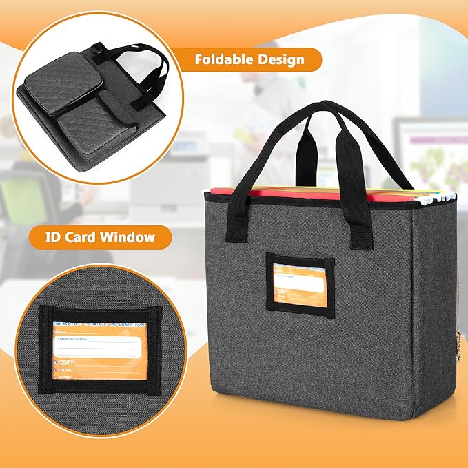 LUXJA Vertical File Organizer for Letter Size Hanging File Folder, Portable Document Organizer with Tablet Pocket (Up to 12.9 in), Bag Only, Gray