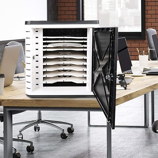 Pearington Fully Assembled 10 Device USB Charging, Syncing and Storage Cabinet for iPads, Chromebooks and Laptops Up to 10.1-inch Screen Size, Surge Protection, Locking Front Door, DT310PS