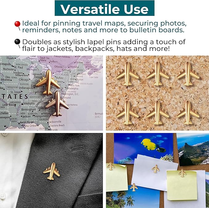 1st Place Trophy Push Pins - Gold First Place Trophy Map Pins for Cork Boards, Maps, or Lapel Use - Designed in USA - Set of 10