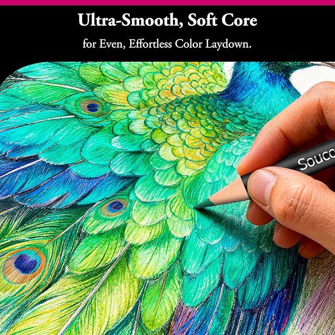 Soucolor 72-Color Colored Pencils for Adult Coloring Books, Soft Core, Back to School Supplies, Smooth Coloring Pencils for Kids Sketching, Drawing, Blending, Shading, Arts & Crafts Supplies Gift