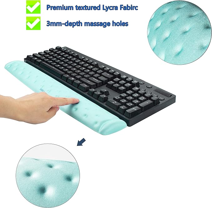 BRILA Memory Foam Keyboard Wrist Rest Support Pad Cushion for Computer, Laptop, Office Work, PC Gaming, Non-Slip Wrist Pain Relief (Aquamarine Keyboard Pad)