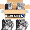 EPI 12 Pack College Ruled Composition Notebook Black - 200 Pages (100 Sheets), 9-3/4 x 7-½ - Classroom Back to School Supplies, Heavy Duty, Durable Hardcover Office Notebooks, Sewn