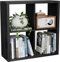 Cube Storage Organizer Bookcase, Decorative 11 inch Open Back Cubical Shelf with Thickened Border, Display Bookshelf for Living Room, Home Office, Sturdy Room (Black, 4 Cube)