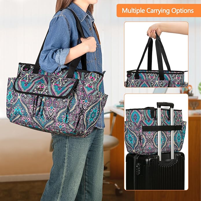 LoDrid Large File Folder Bag with Padded Sleeve for 15.6'' Laptop, File Organizer with Reinforced Straps for Work