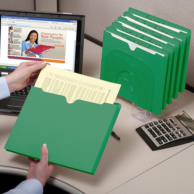 Smead File Jacket, Reinforced Straight-Cut Tab, 2" Expansion, Letter Size, Green, 50 per Box (75563) (Pack of 4)