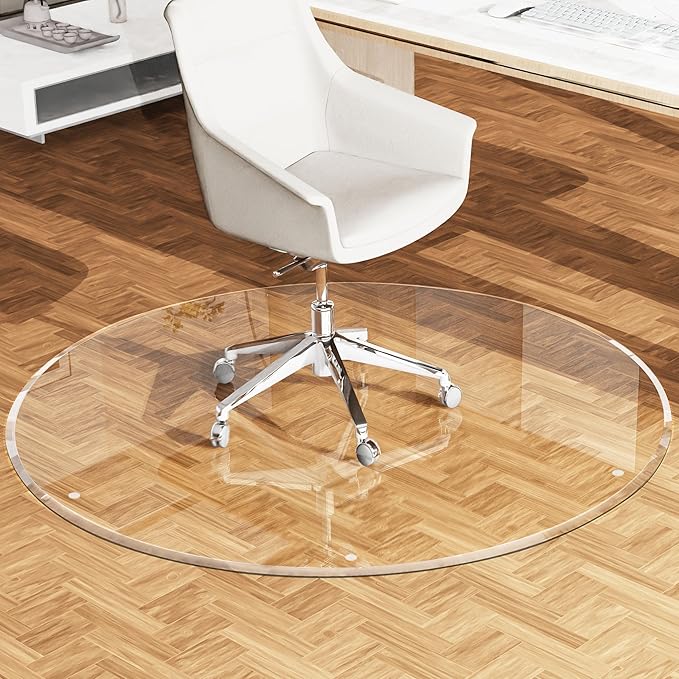 MESAILUP Beveled Edge 48" Round Chair Mat for Carpet or Hardwood Floor Crystal Clear, 48" x 48" for a Smooth Glide and Easy Roll On/Off, Heavy Duty and Non-Slip Floor Ultimate Clear Chair Mat