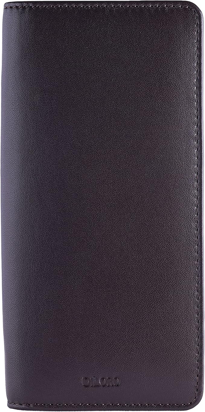 DiLoro Leather Zippered Triple or Quad Pen Case Pencil Pouch Holder for Three or Four Fountain Ballpoint Rollerball Pens or Glasses (Nappa Brown)