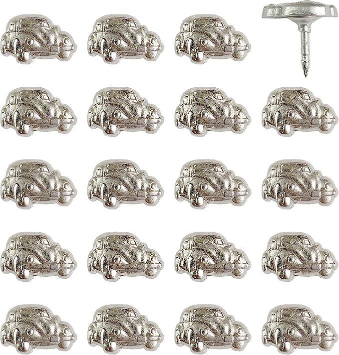 VW Bug Push Pins - Silver Volkswagen Bug Pins - for Cork Board, Maps, or Lapel Pin Use - Designed in USA - Set of 20