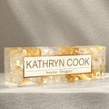 Personalized Name Plate for Desk - Office Gifts for Teacher, Boss, Employee Appreciation - Desk Decor (Golden Wave)