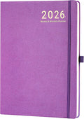 2026 Planner - JAN 2026 - DEC 2026, Planner 2026, Weekly and Monthly planner, 8.5" x 11", Leather Cover Planners with Thick Paper, Back Pocket with Notes Pages, Purple
