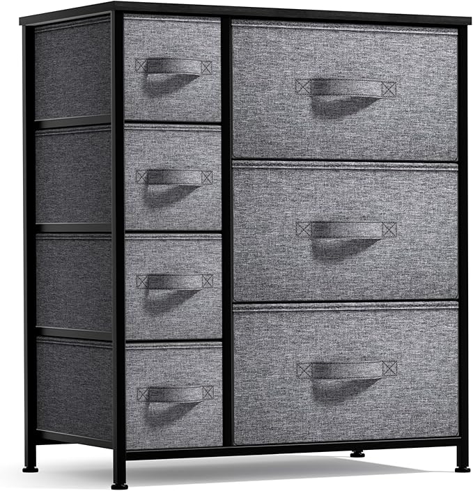 Sorbus Dresser with 7 Drawers - Chest Organizer Tower Unit with Steel Frame, Wood Top, Easy Pull Fabric Bins - Storage Furniture for Bedroom, Hallway, Closet & Office Organization