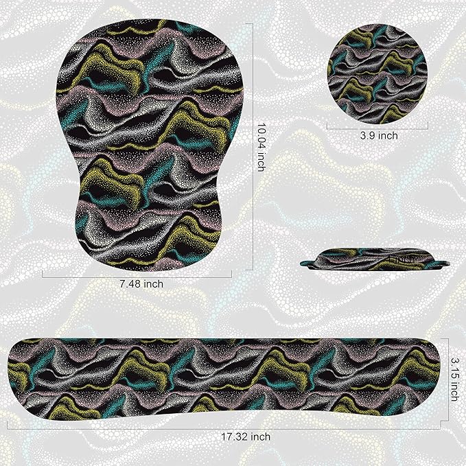 Wrist Rest Support for Mouse Pad Keyboard Set Circle Coaster Gaming Mouse Pad Ergonomic Gel Memory Foam Set for Computer, Laptop, Office, Pain Relief, Comfortably Typing New KM-41