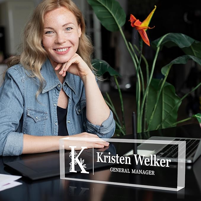 Personalized Desk Name Plates, Acrylic Engraved Name Plate for Desk, Custom Office Gifts & Desk Decor for Women Men, Employee Appreciation Gifts for Boss Teacher Nurse