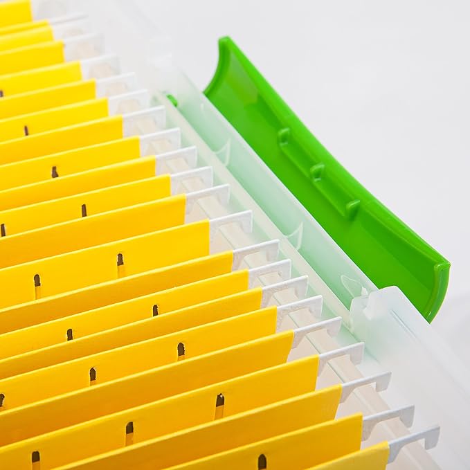 IRIS USA File Box File Organizer Plastic File Box for Letter/Legal File, BPA-Free Plastic Storage Bin Tote Organizer w/Secure Latching Lid and Easy-Slide Pad, Clear 35 Qt. 4Pack